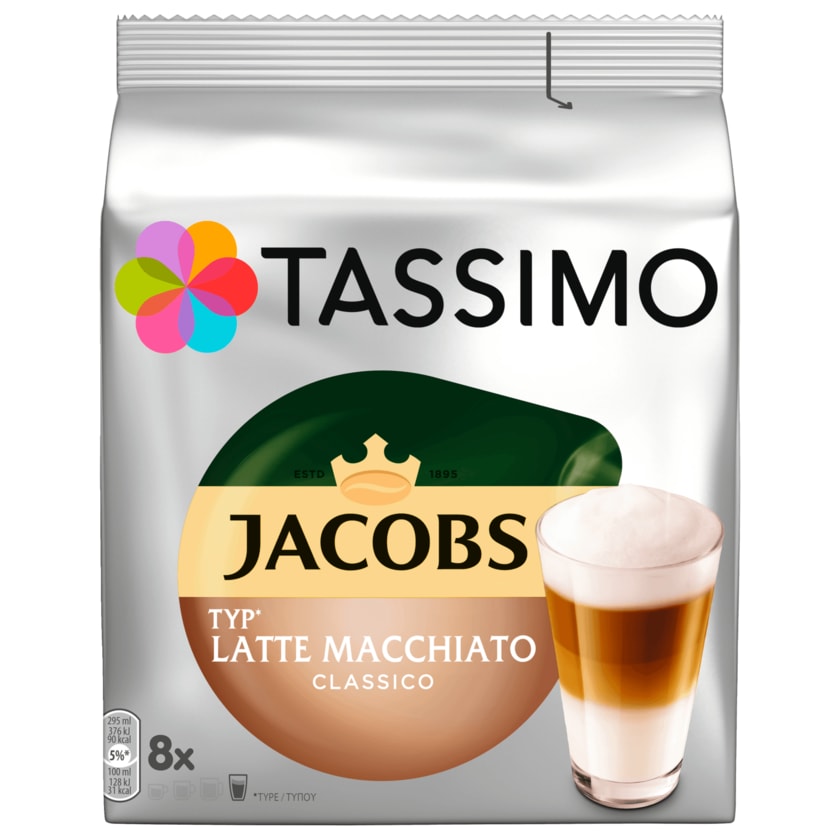 Tassimo Kaffeekapseln Jacobs Latte Macchiato Classico 264g, 8 Kapseln